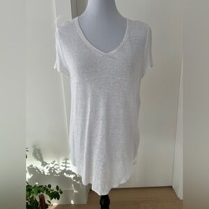 EILEEN FISHER Knit Short Sleeve Relaxed Fit Organic Linen Sheer Pullover Top